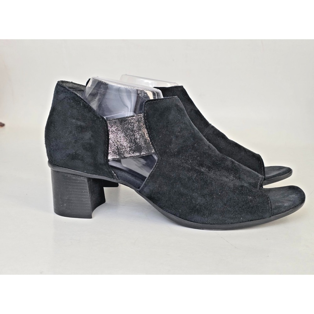Munro American Women's Heels Size 12 Black Suede Casual Open Toe Block Zip Shoes